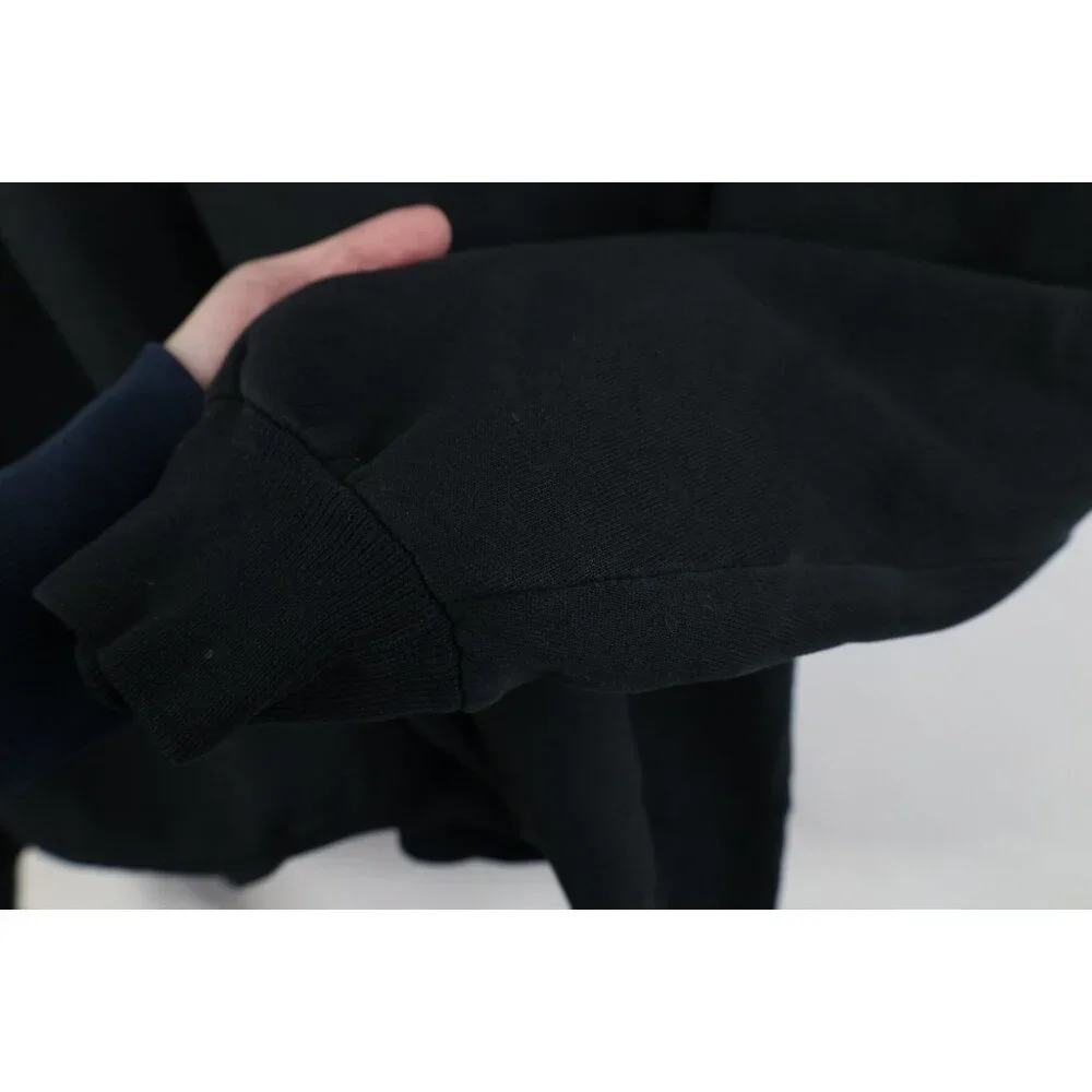 Vintage 90s Streetwear Mens XL Distressed Blank Crewneck Sweatshirt Black USA - Picture 9 of 12